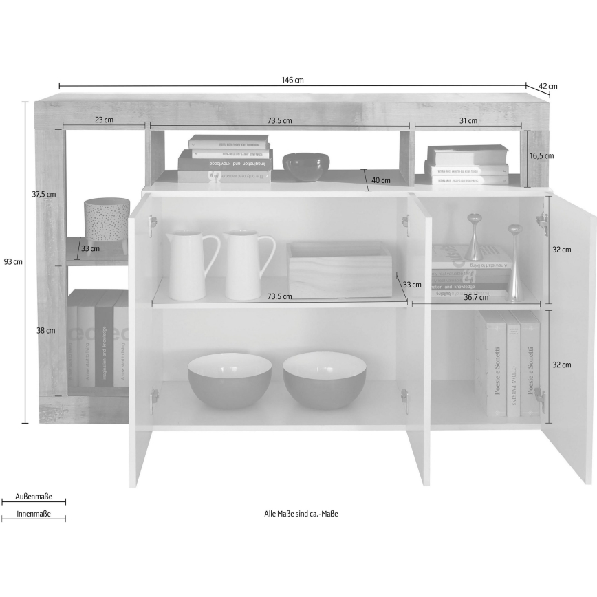 Komoda LENOR biała/dąb