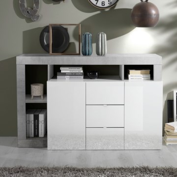 Komoda LENOR biała/szary beton