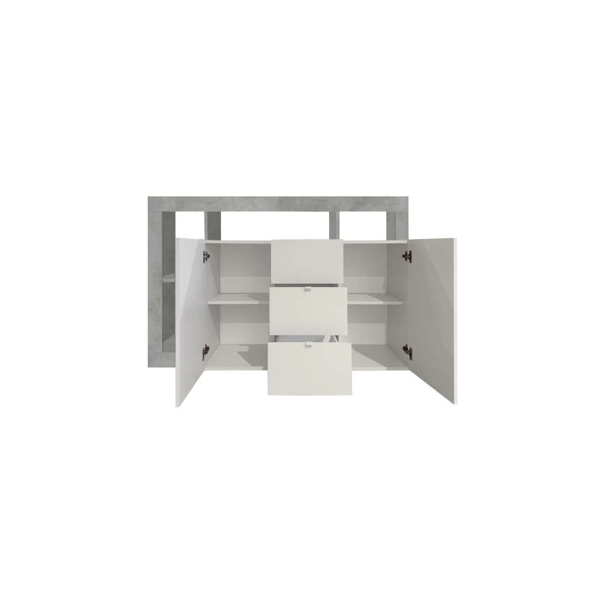 Komoda LENOR biała/szary beton