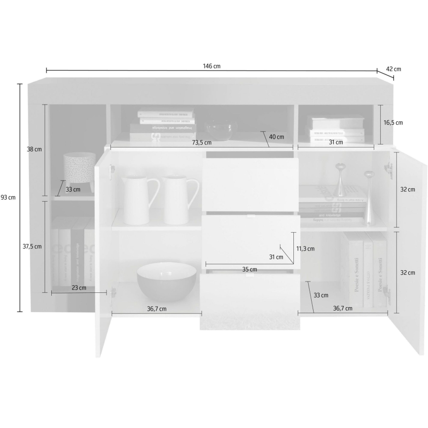 Komoda LENOR biała/szary beton