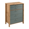 Komoda MENTA 90x108x47 cm dąb wotan/zielony