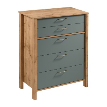 Komoda MENTA 90x108x47 cm dąb wotan/zielony