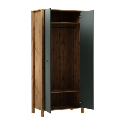 Komoda MENTA 90x200x53 cm dąb wotan/zielony