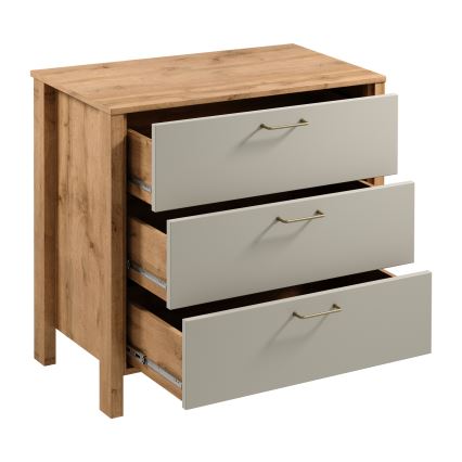 Komoda MENTA 90x81x47 cm dąb wotan/szara