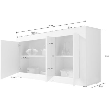 Komoda NERILA biała/brązowa