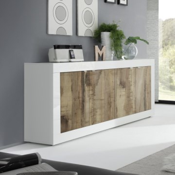 Komoda NERILA biała/brązowa