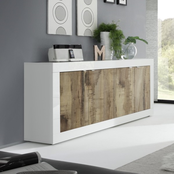 Komoda NERILA biała/brązowa