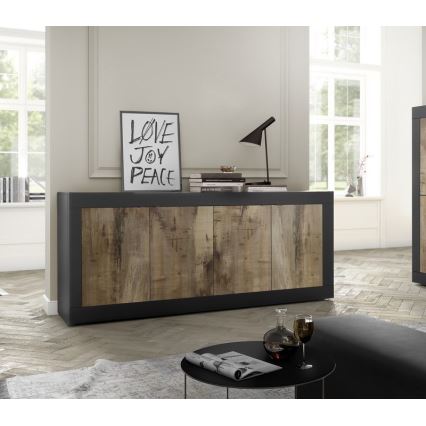 Komoda NERILA czarna/brązowa