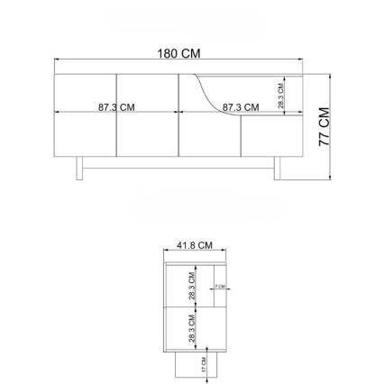 Komoda ORBIS 180x40 cm kremowa/beżowa