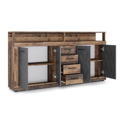 Komoda RUNA 190x96x32 cm ciemnobrązowa/antracyt