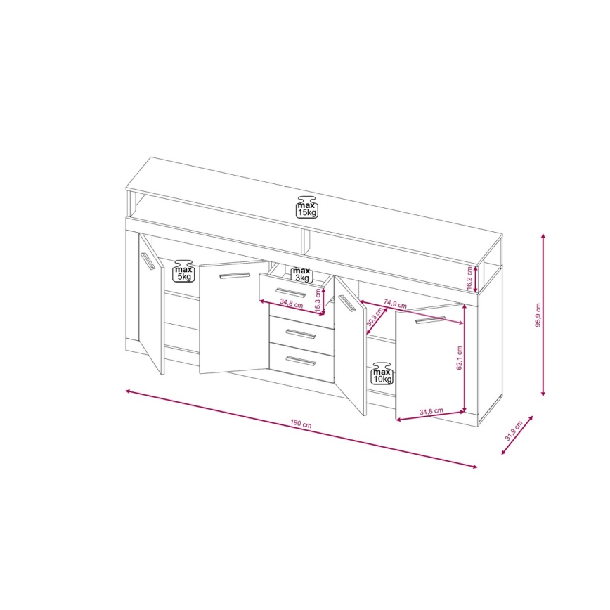 Komoda RUNA ciemny brąz/antracyt
