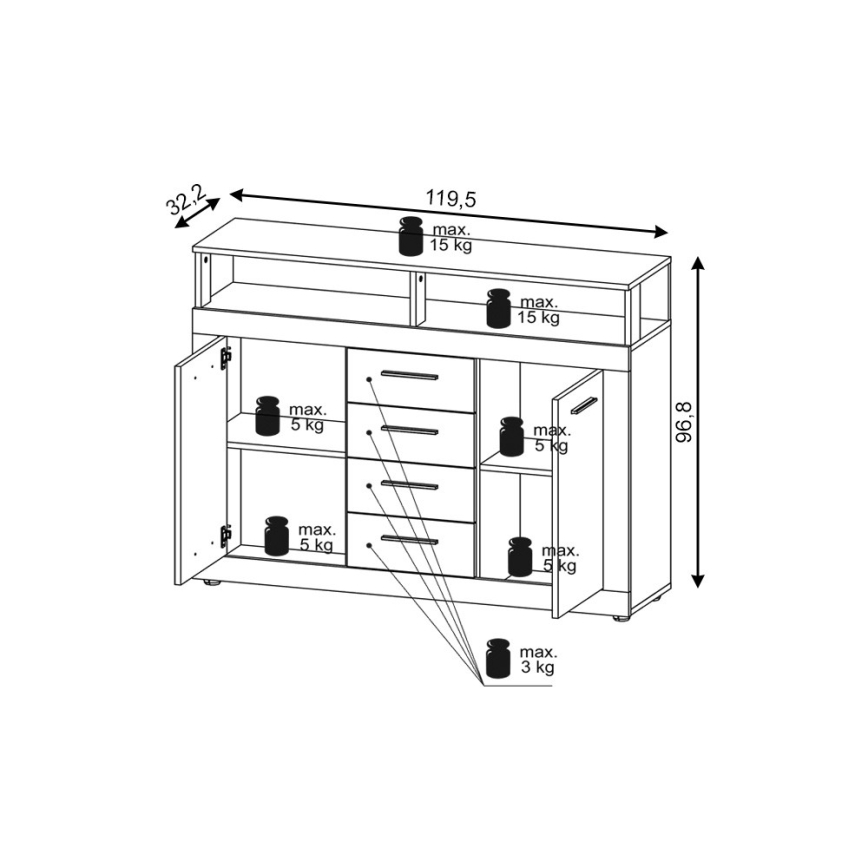 Komoda RUNA ciemny brąz/antracyt