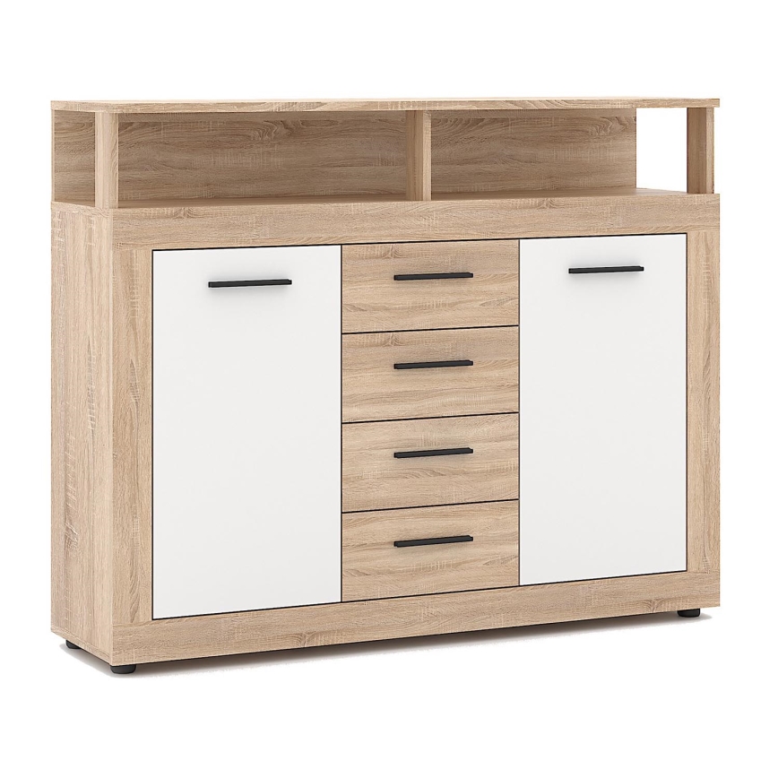 Komoda RUNA dąb sonoma/biała