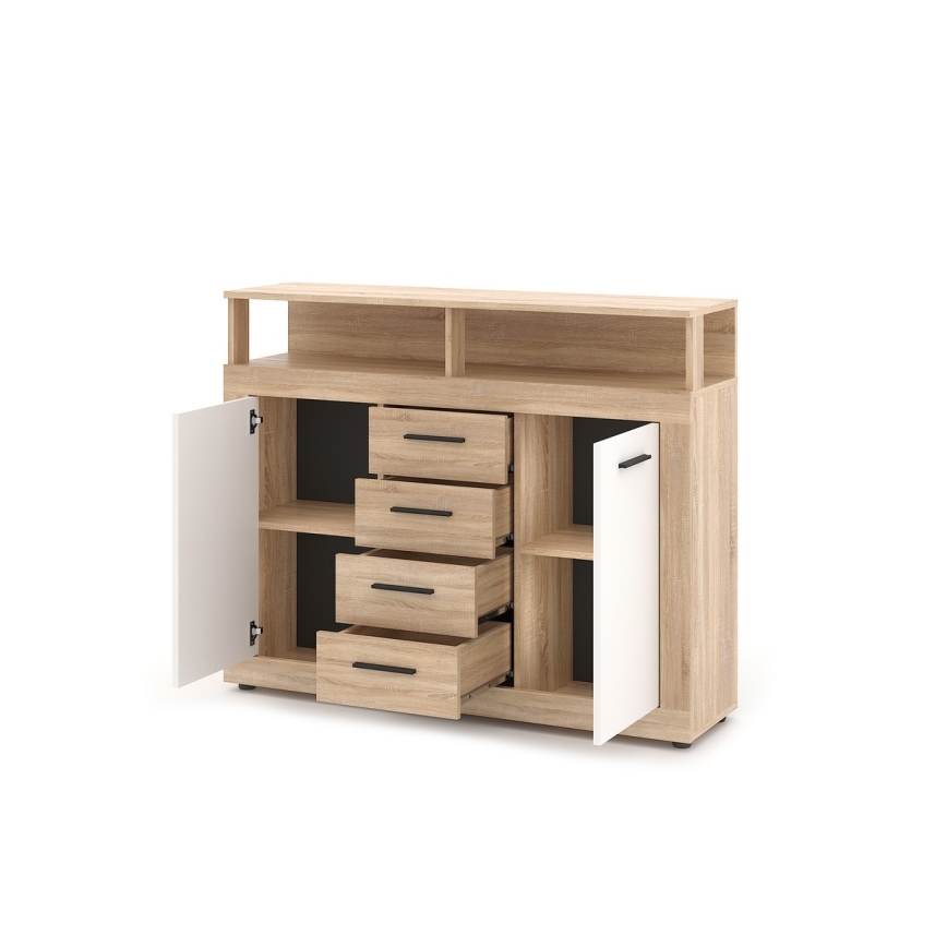 Komoda RUNA dąb sonoma/biała