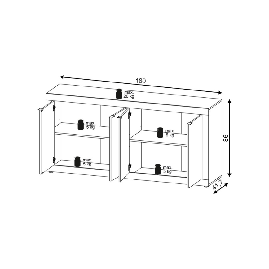 Komoda RUNEA ciemnobrązowa/antracytowa