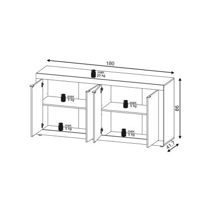 Komoda RUNEA jasny brąz/antracyt