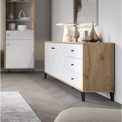 Komoda SULA dąb artisan/biała