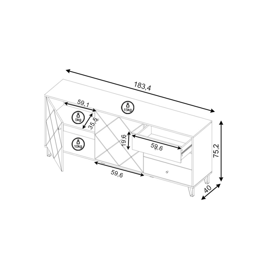 Komoda SULA dąb artisan/biała