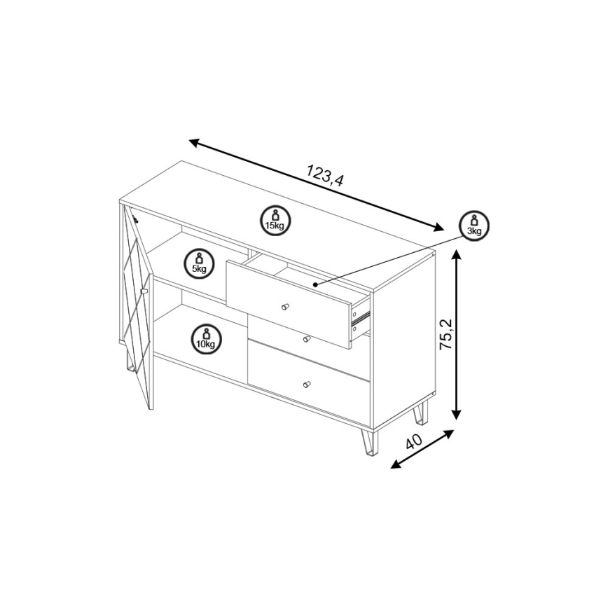 Komoda SULA dąb craft/czarny
