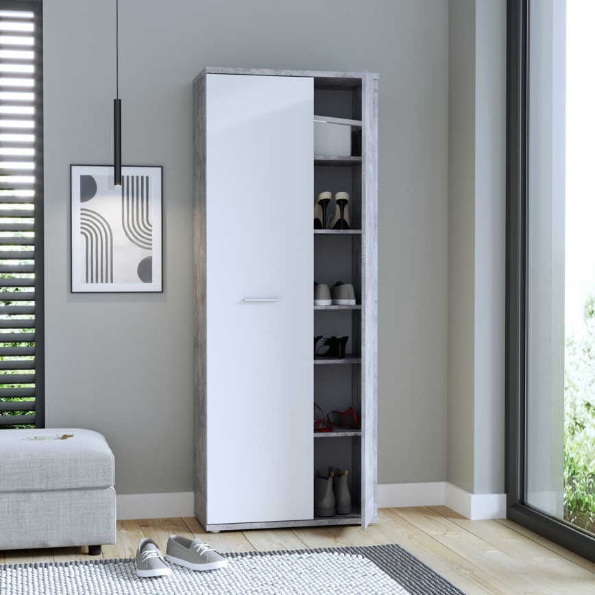 Komoda/Szafka na buty SIMO biała/szary beton