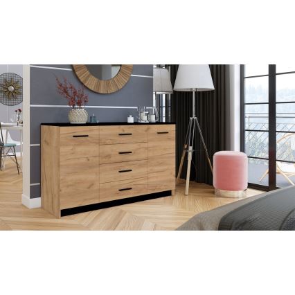 Komoda TAYLER dąb craft/czarna