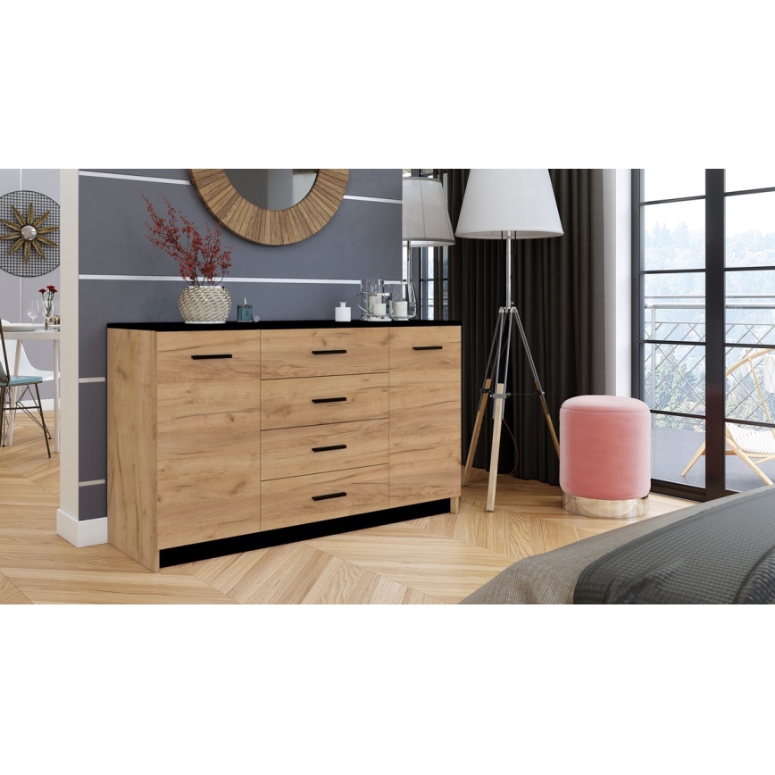 Komoda TAYLER dąb craft/czarna