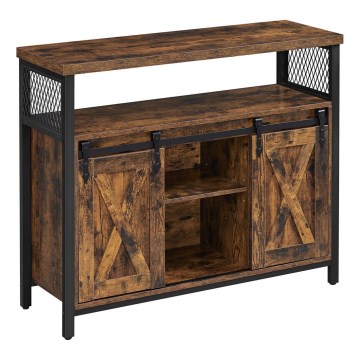 Komoda z przesuwanymi drzwiami FIRA brązowa/czarna