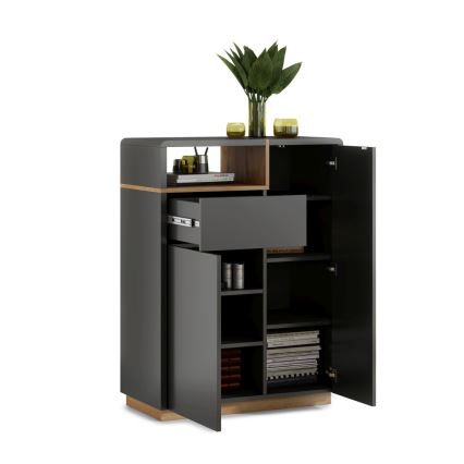 Komoda z szufladami FRED antracyt/dąb artisan