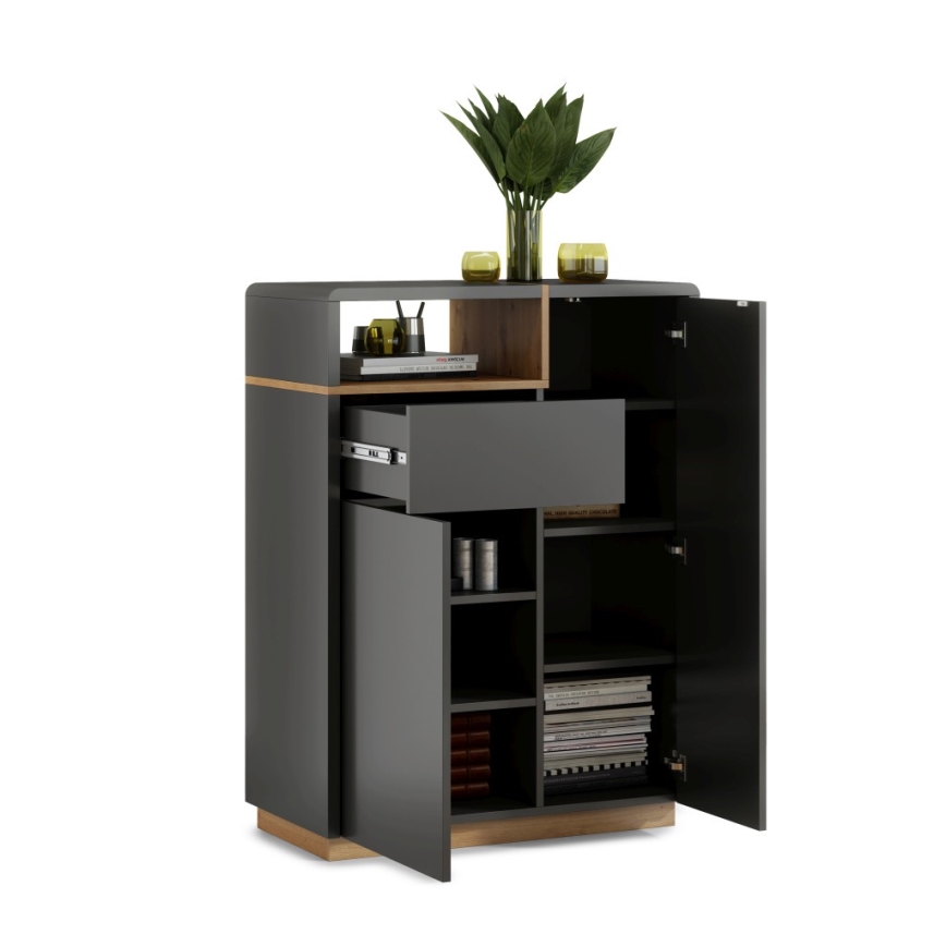Komoda z szufladami FRED antracyt/dąb artisan