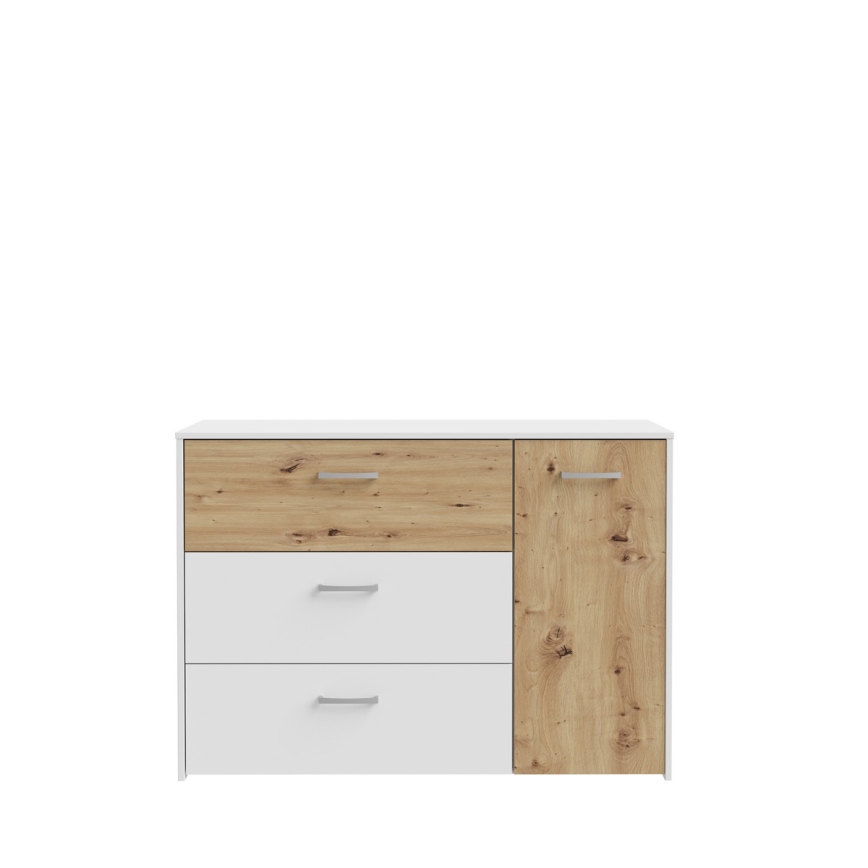 Komoda z szufladami URO dąb artisan/ biała