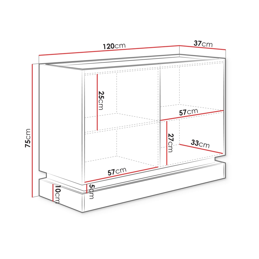 Komoda ZARPANT 75x120 cm beżowa/dąb Cremona