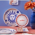 Komplet obiadowy 12 szt. czerwony/niebieski/biały/porcelana
