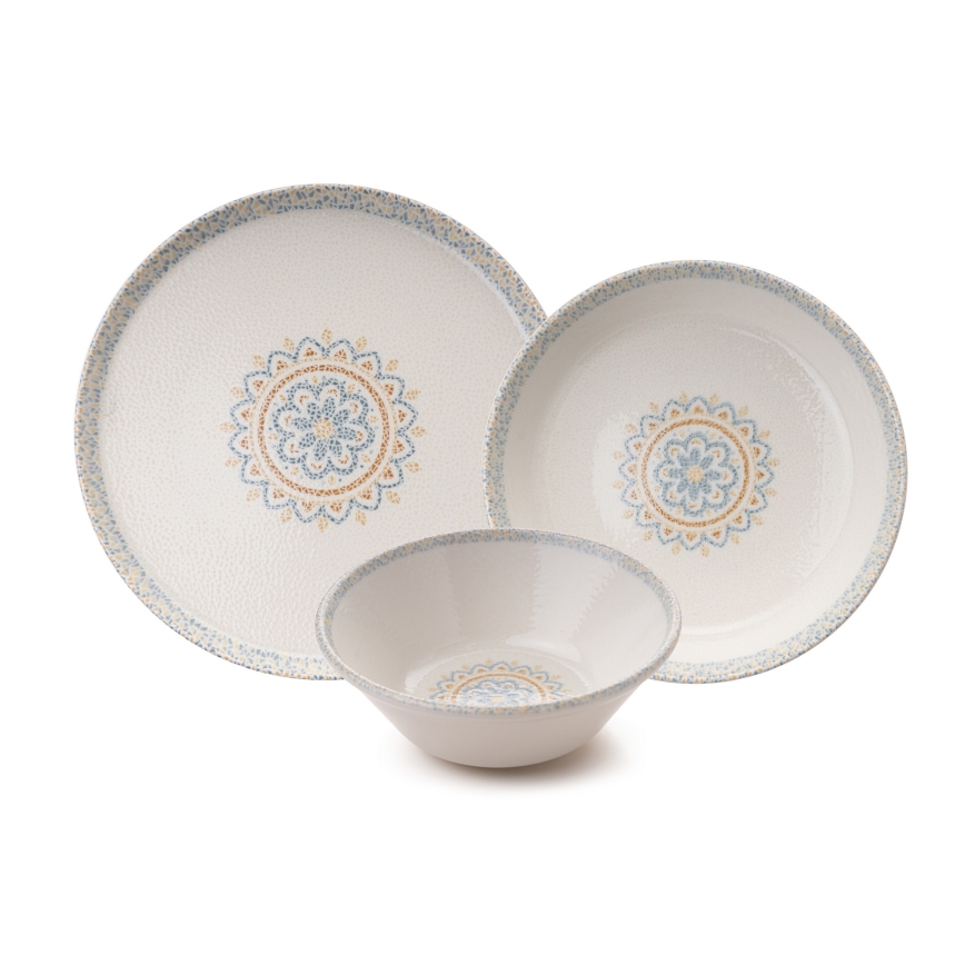 Komplet obiadowy 12 szt. zielony/porcelana