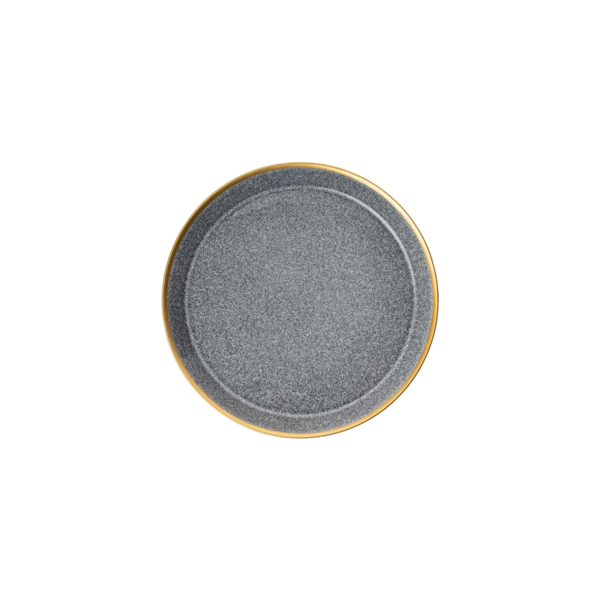 Komplet obiadowy 16 części antracyt/złoto/porcelana