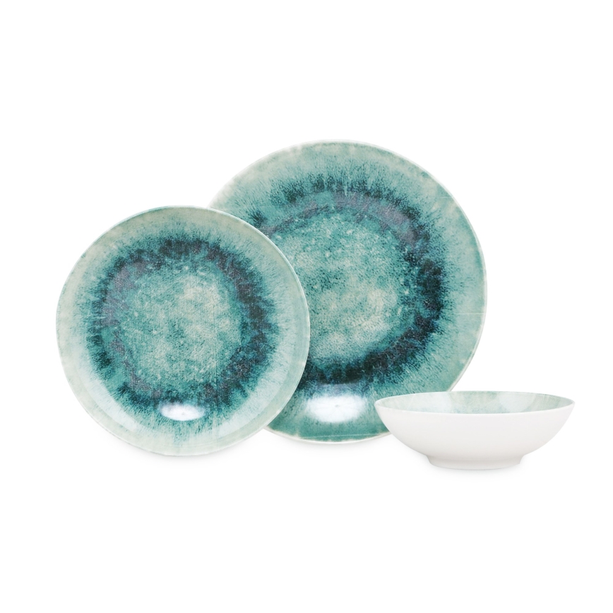 Komplet obiadowy 18 szt. niebieski/porcelana