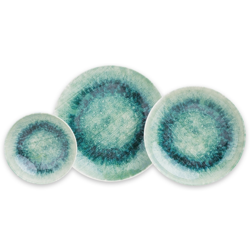 Komplet obiadowy 18 szt. niebieski/porcelana