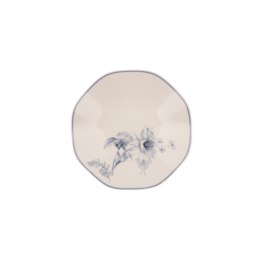 Komplet obiadowy 24 części biały/niebieski/porcelana