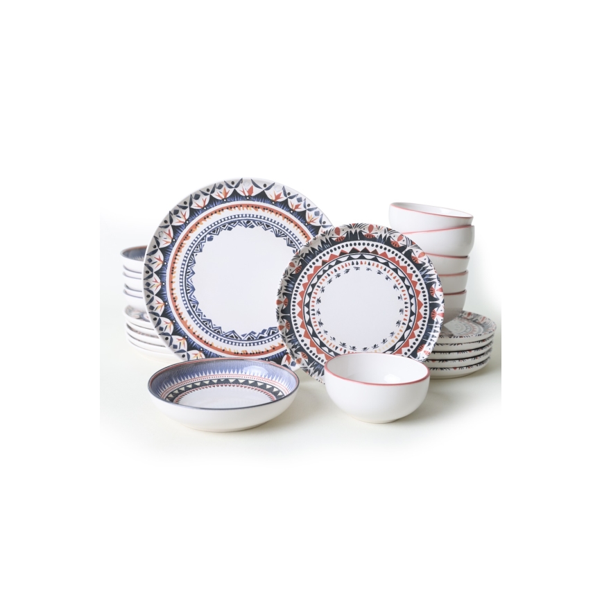 Komplet obiadowy 24 części, wielobarwny/kamionka