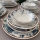 Komplet obiadowy 24 części — ceramiczny, w kolorach: biały / niebieski / brązowy