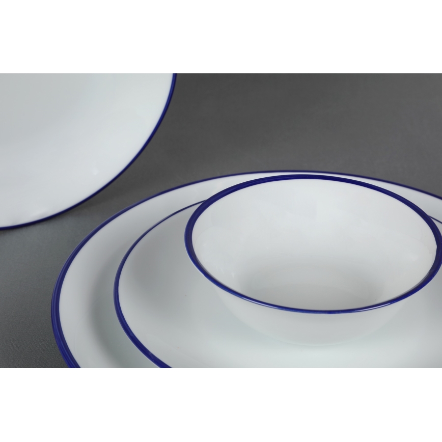 Komplet obiadowy 24-częściowy biały/niebieski/porcelana