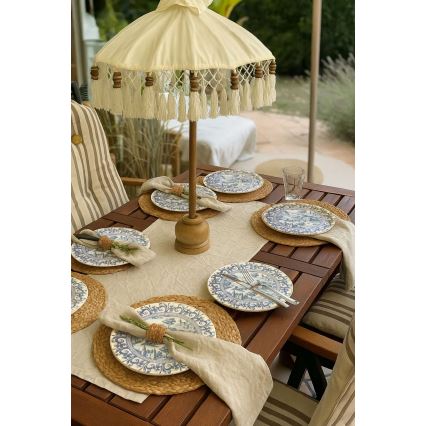 Komplet obiadowy 24 szt. biały/niebieski, porcelana