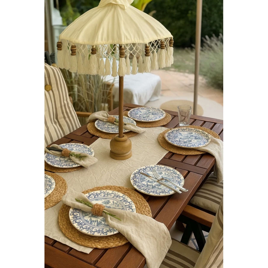 Komplet obiadowy 24 szt. biały/niebieski, porcelana