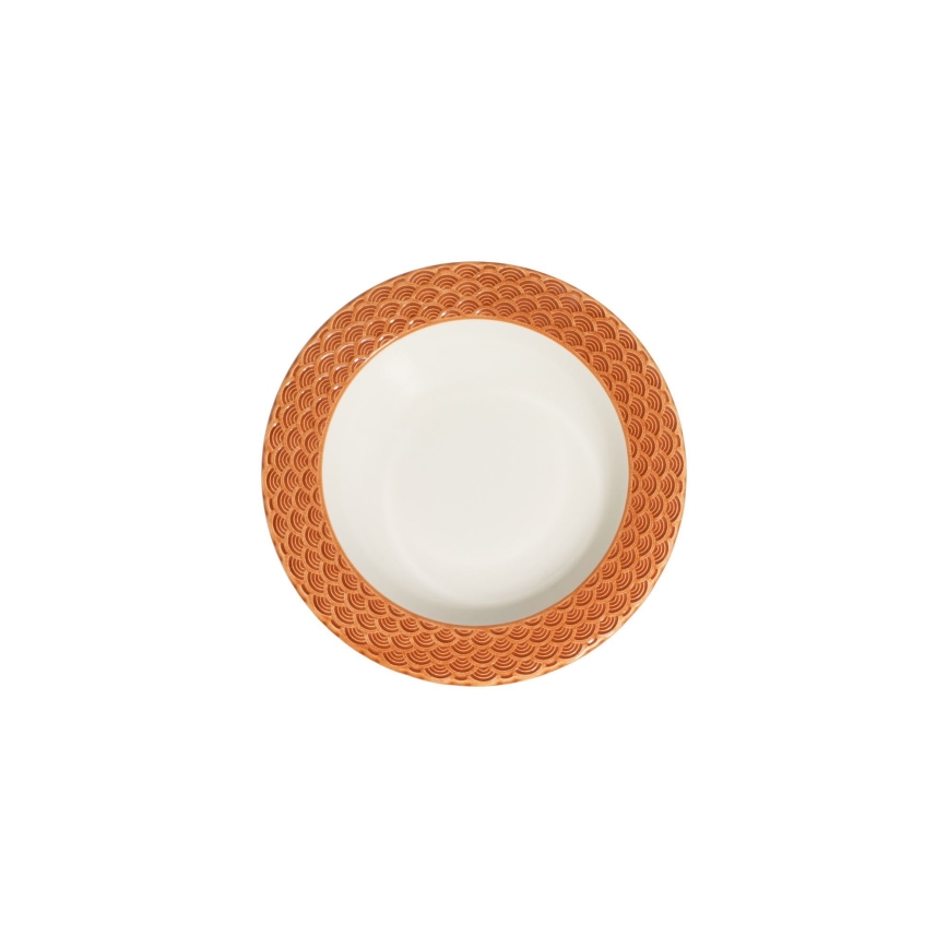 Komplet obiadowy 24 szt., biały/pomarańczowy, porcelana