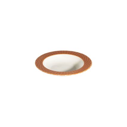Komplet obiadowy 24 szt., biały/pomarańczowy, porcelana