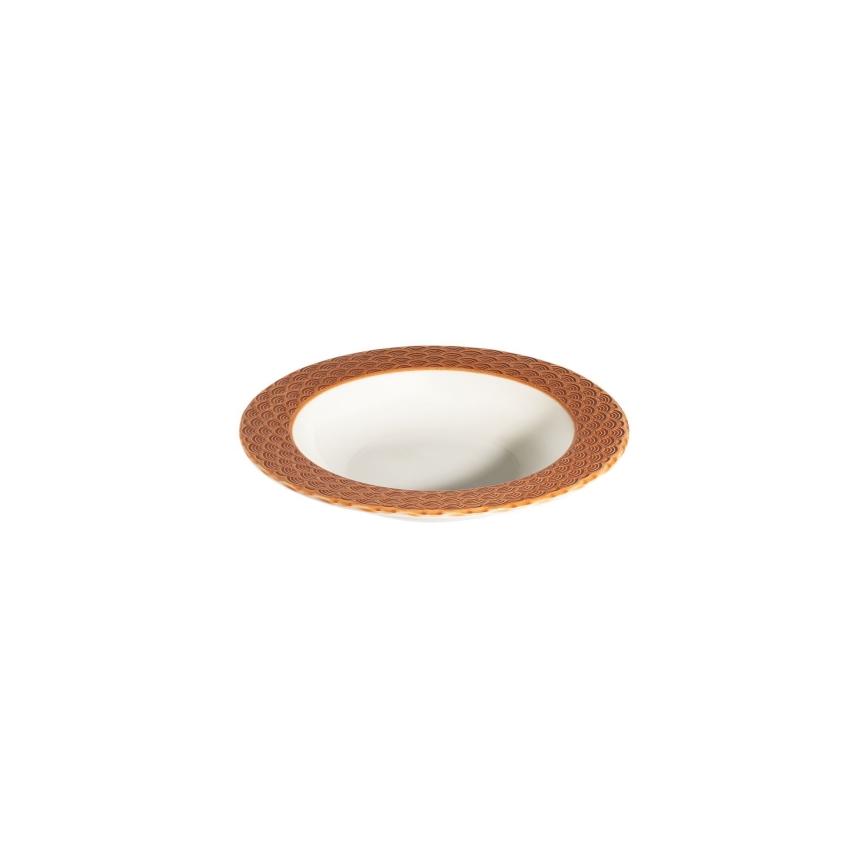 Komplet obiadowy 24 szt., biały/pomarańczowy, porcelana