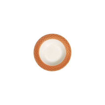 Komplet obiadowy 24 szt., biały/pomarańczowy, porcelana