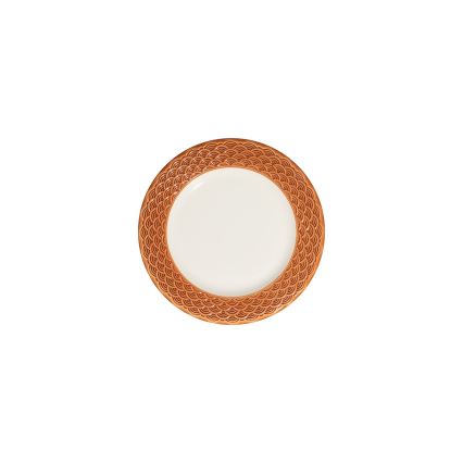 Komplet obiadowy 24 szt., biały/pomarańczowy, porcelana