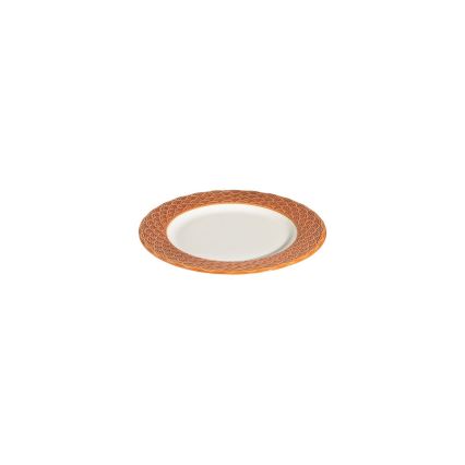 Komplet obiadowy 24 szt., biały/pomarańczowy, porcelana