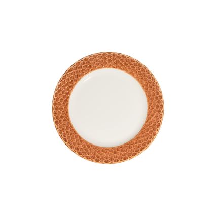 Komplet obiadowy 24 szt., biały/pomarańczowy, porcelana