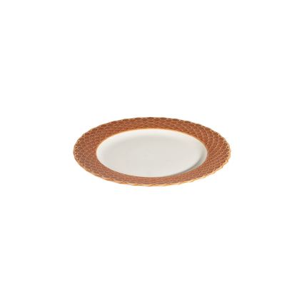 Komplet obiadowy 24 szt., biały/pomarańczowy, porcelana